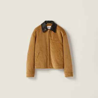 Miu Miu Padded Corduroy Blouson In Brown