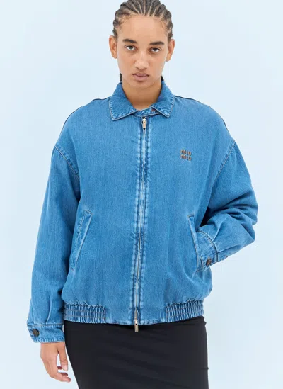 Miu Miu Padded Denim Jacket In Blue