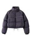 Miu Miu Padded Piped-trim Jacket In Blue
