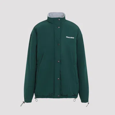 Miu Miu Padded Snap-front Blouson Jacket In Green