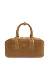 Miu Miu Padded Suede Clutch Bag In Brown