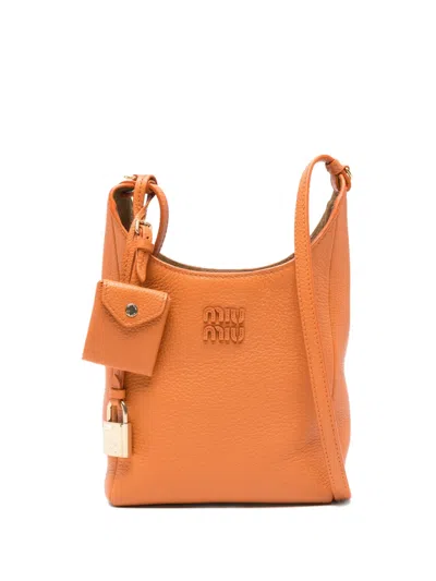 Miu Miu Padlock-charm Leather Cross Body Bag In Orange