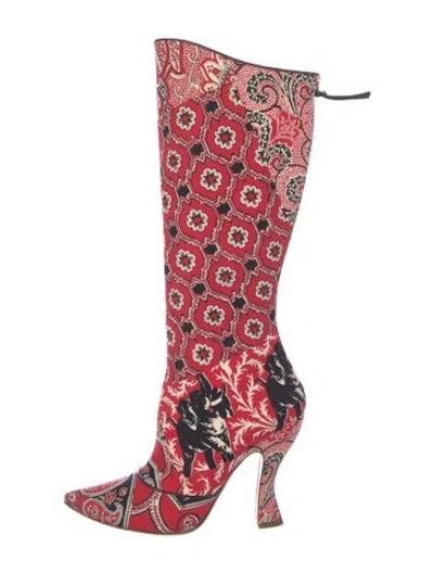 Pre-owned Miu Miu Paisley Print Boots In Red