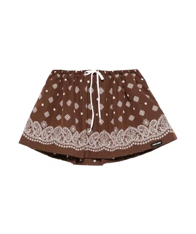 MIU MIU MIU MIU PAISLEY-PRINTED DRAWSTRING MINI SKIRT
