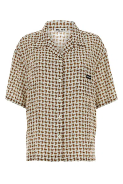 Miu Miu Paisley Printed Buttoned Shirt In Neutral