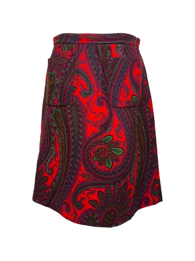 Pre-owned Miu Miu Paisley-print A-line Mini Skirt In Red