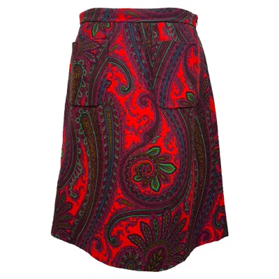 Pre-owned Miu Miu Paisley-print Mini A-line Skirt In Multicolor Wool In Red