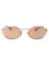 Miu Miu Pale Gold Metal Sunglasses In Multi