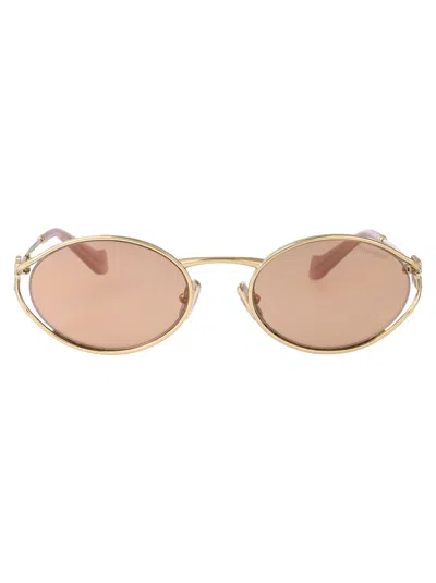 Miu Miu Pale Gold Metal Sunglasses In Multi