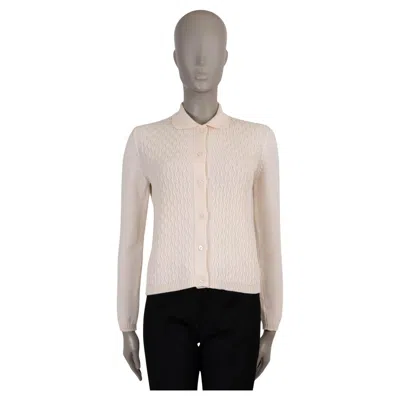 Pre-owned Miu Miu Pale Pink Wool 2019 Textured Knit Cardigan Sweater S