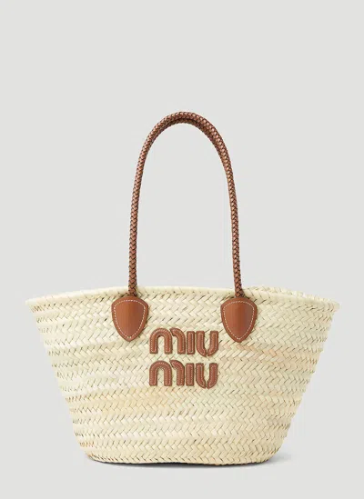 Miu Miu Palmetto Tote Bag In Brown