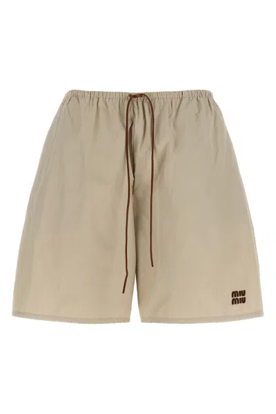 Miu Miu Panama Bermuda Shorts In Neutral