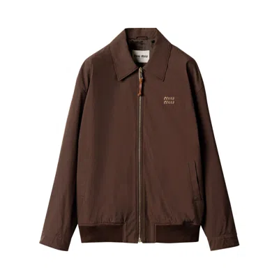 Pre-owned Miu Miu Panama Blouson Jacket 'cacoa Brown' | Women's Size 38