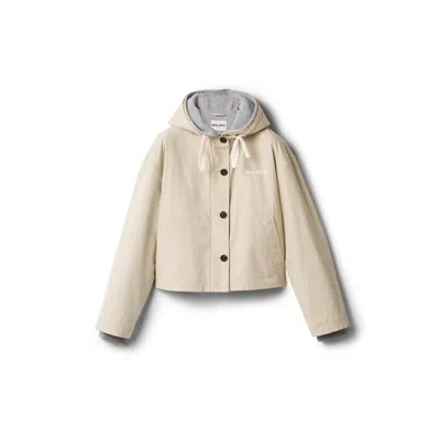 Miu Miu Panama Cotton And Fleece Blouson Jacket In Neutral
