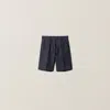 Miu Miu Panama Cotton Bermudas In Navy