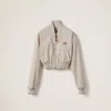 Miu Miu Panama Cotton Blouson Jacket In Limestone