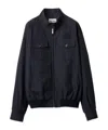 Miu Miu Panama Cotton Blouson Jacket With Pockets In Blue