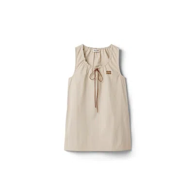 Miu Miu Panama Cotton Dress In Neutral