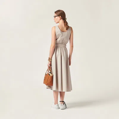 Miu Miu Panama Cotton Dress In Limestone