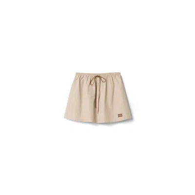 Miu Miu Panama Cotton Skirt In Neutral