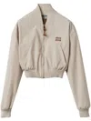 Miu Miu Panama Cotton Blouson Jacket In Nude