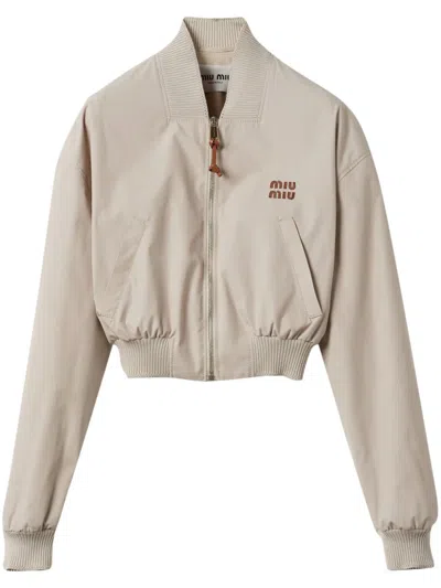 MIU MIU PANAMA CROPPED BOMBER JACKET