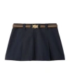 Miu Miu Panama Cotton Miniskirt In Blue