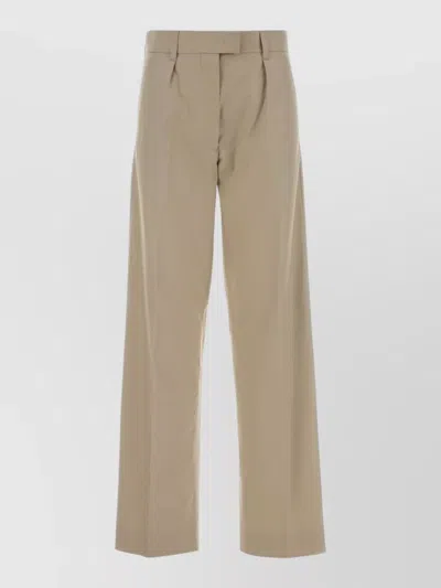 Miu Miu Panama Pleated Trouser Belt Loops Button In Neutral