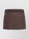 Miu Miu Panama Skirt Pleats Belt Loops In Brown