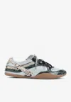 Miu Miu Low-top Lace-up Shoes Mixed Textures In Animal Print