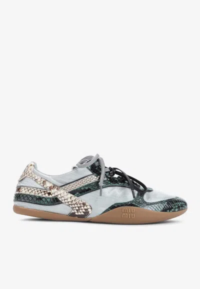 MIU MIU PANELED LOW-TOP SNEAKERS