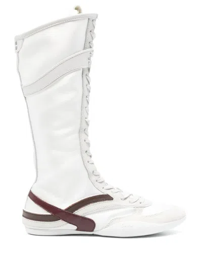 Miu Miu Panelled Boots In White