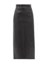 Miu Miu Panelled Leather Midi Skirt In Schwarz