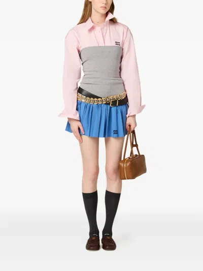 Miu Miu Panelled Mini Skirt In Multi