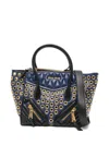 Miu Miu Panelled Quilted Eyelet-detail Tote Bag In Blue