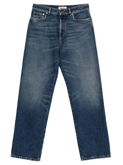 Miu Miu Pantaloni Boyfriend Cinque Tasche In Denim In Blue