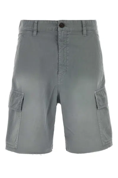 Miu Miu Twill Bermuda Shorts Cargo Pockets Hem In Blue
