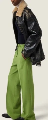 Miu Miu Pantaloni Punto Stoffa In Green