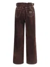 Miu Miu Pantaloni Velvet Chambray In Brown