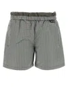 Miu Miu Checkered Pattern Shorts With Embroidered Nylon Blend In Blue