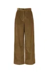 Miu Miu Wide Leg Corduroy Trousers With Belt Loops In Brown