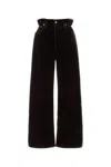 Miu Miu Dark Brown Velvet Wide-leg Pant In Brown