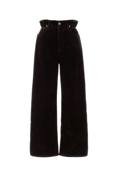 Miu Miu Women Brown Loose Flat Front Pants In Multi