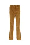 Miu Miu Corduroy Trousers With Waist Belt Loops In Camel