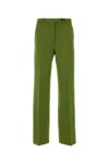 Miu Miu Stretch Viscose Blend Trousers Featuring Pockets In Green