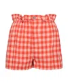 Miu Miu Paperbag-waist Checked Shorts In Pink