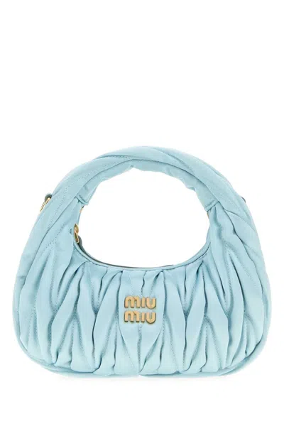 Miu Miu Pastel Light Blue Satin Mini Wander Handbag
