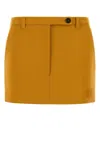 Miu Miu Pastel Orange Stretch Viscose Blend Mini Skirt In Yellow