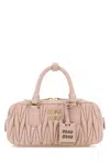 Miu Miu Pastel Pink Suede Arcadie Handbag In Pink