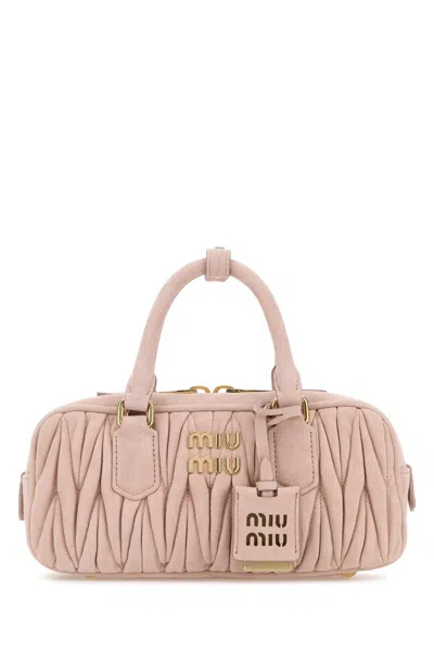 Miu Miu Pastel Pink Suede Arcadie Handbag